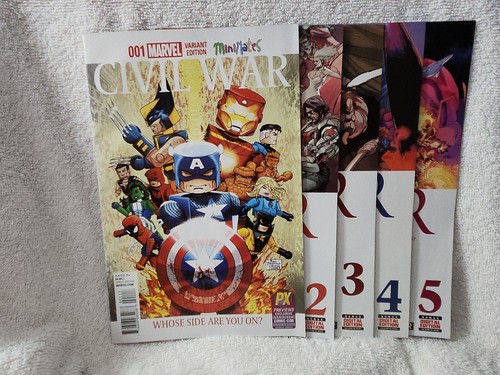 2015 CIVIL WAR SECRET WARS 1-5 MARVEL COMIC SET COMPLETE #1 MINIMATES VARIANT - 第 1/6 張圖片