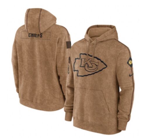 Kansas City Chiefs Nike 2023 Salute To Service Club Pullover Brown Hoodie Large - Picture 1 of 5