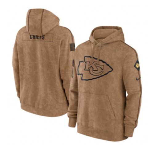 Kansas City Chiefs Nike 2023 Salute To Service Club Pullover Brown Hoodie Large - Afbeelding 1 van 5