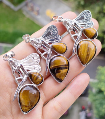 10pcs Tiger eye Pendants smart magic Angel Gems Chakra Reiki Amulet