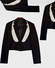 vintage upcycled cropped blazer jacket with collar
