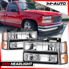 8PC[HEADLIGHT+BUMPER CORNER LAMP]Chrome Housing for 1994-2000 GMC C/K C10 Pickup