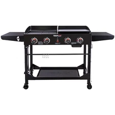 Royal Gourmet Portable 4-Burner Flat Top Gas Grill Combo with Folding Legs