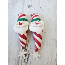 Vintage Santa clay candy cane snowflake ornament set tree