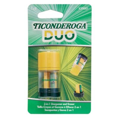 Dixon Ticonderoga Duo Sharpener/Eraser Combo Container Yellow School Office Kids