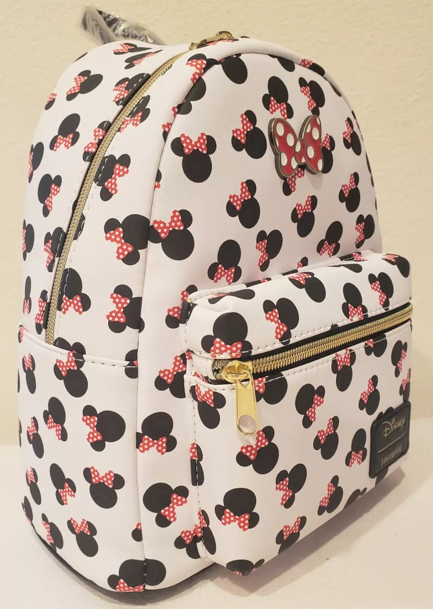 New Loungefly Disney Minnie Mouse Heads Ears Mini Backpack Red Bow NWT