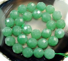 Beautiful Natural 8mm Green Jade Gemstone Faceted Round Loose Beads 15'' AAA