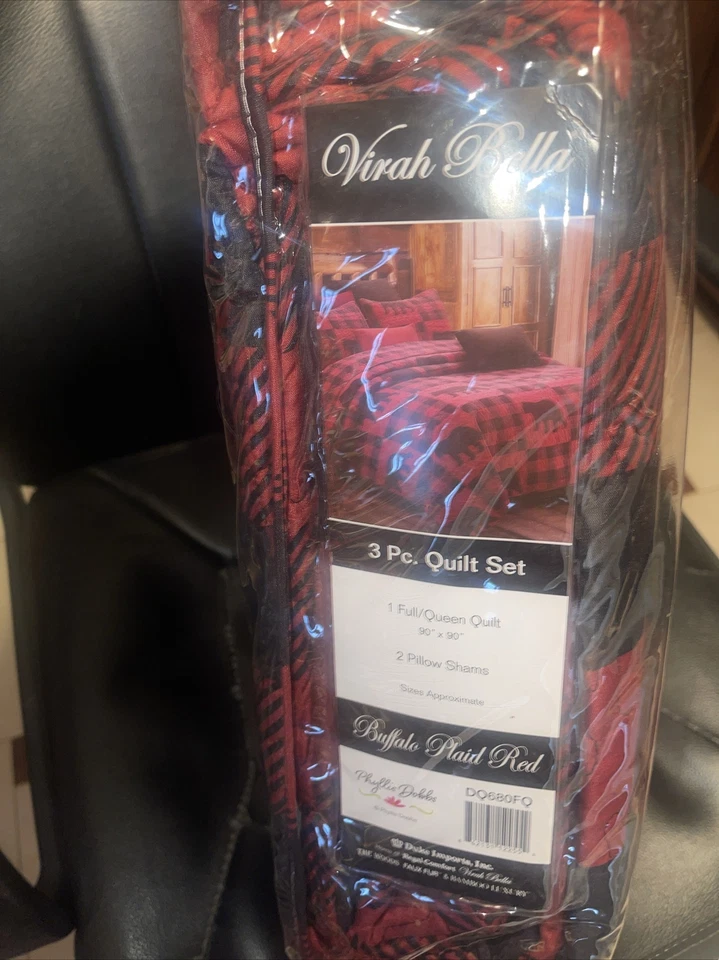 Buffalo Plaid Red Bear Quilt Queen / Full Size With 2 Pillow Shams - Imagem 4 de 4