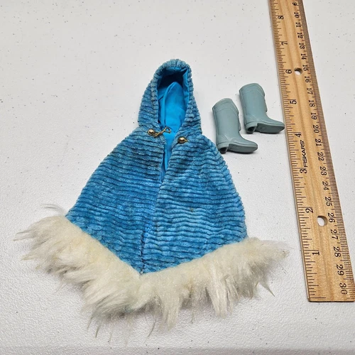 Vintage FRANCIE CORDUROY CAPE & SHOES Boots #1764 - Mod Barbie Doll Outfit 1970