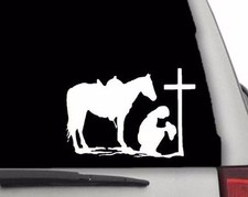 CW4373 Praying Cowgirl w/ Cross Sticker Decal FREE SHIPPING Christian