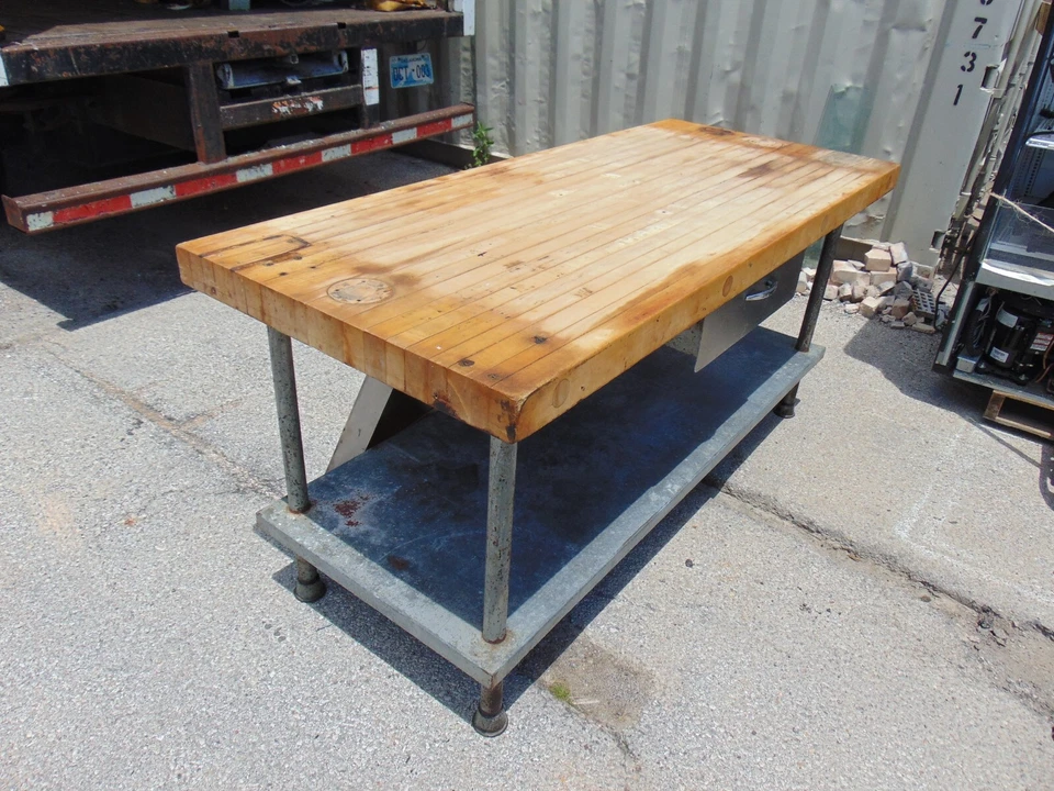 Mesa de estación de trabajo de acero inoxidable isla bloque chef industrial de colección 72x30 Foto 2 de 4