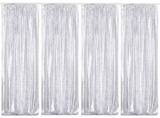 Silver Sequin Backdrop Curtains4 Panels Silver Sequin Backdrop 2FTx8FT Sequin...