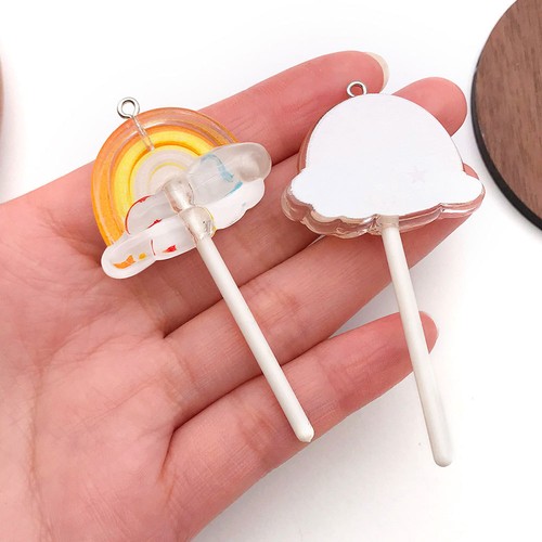 10pcs Resin Rainbow Lollipop Charms Pendants for DIY Jewelry Making 35*67mm - Picture 9 of 20
