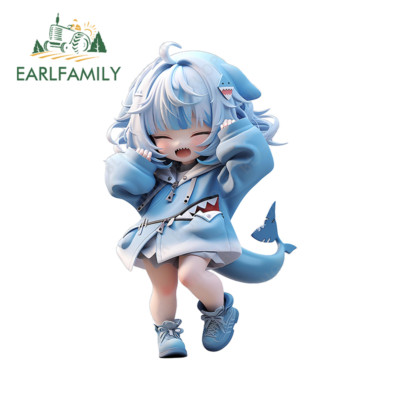 EARLFAMILY 5.1'' Funny Gawr Gura Chibi Anime Car Decals Bumper Tank Ca Stickers
