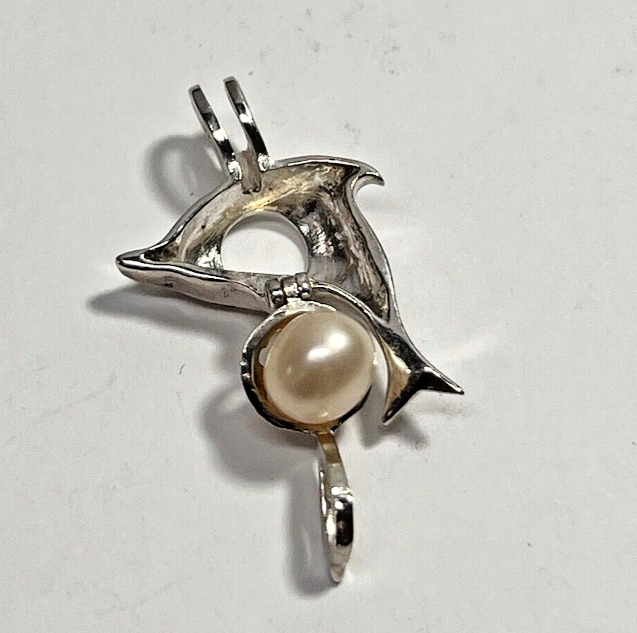 Beautiful Solid Silver 925 Designer Dolphin & Pea… - image 8