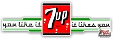 (7UP405) 12" x 3.7" 7UP 7 UP COOLER POP soda coca cola machine decal STICKER