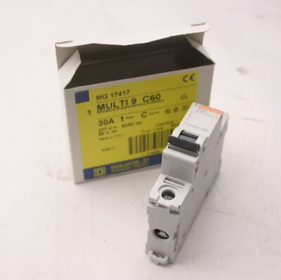 New Merlin Gerin 17417 Multi 9 C60 Circuit Breaker, 1-Pole, 30A, C Curve