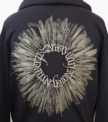New Authentic DRIES VAN NOTEN Black Embroidered Cotton HOODIE