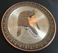 Egyptian Mask Of Tutankhamen Painted Plate - 19.5cm Across - Wall Hanging