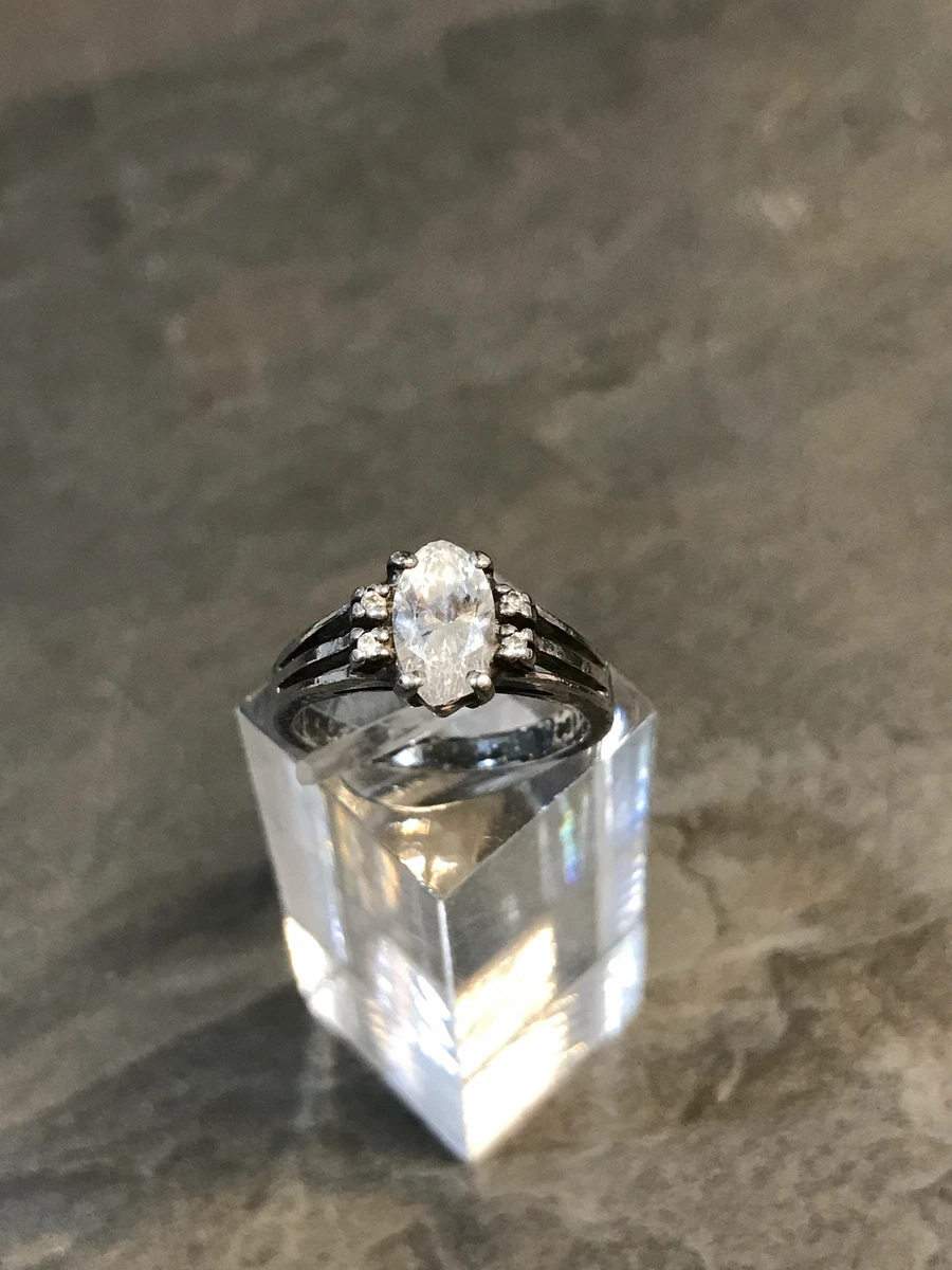 sz 5 vtg JED handmade sterling silverengagement ring 925 w crystal ring