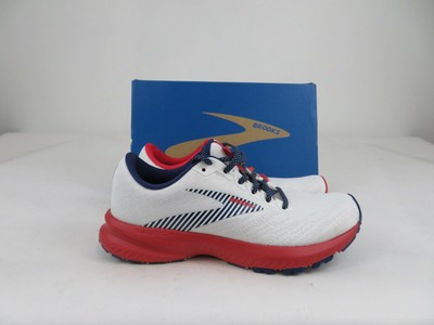 brooks red white blue running shoes