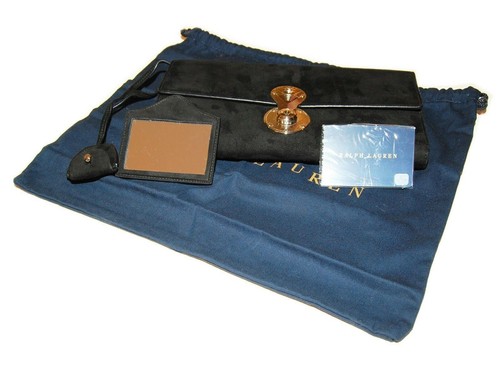 $1995 Ralph Lauren Purple Label Womens Suede Leather Clutch Wallet Italy Black - Picture 2 of 9