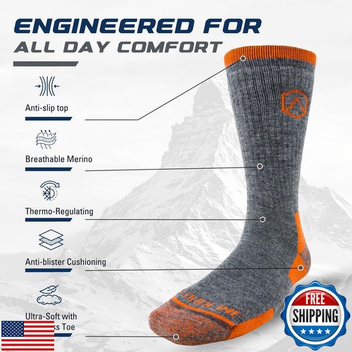CloudLine Merino Wool Hiking Socks for Men and Women - Cushioned, Soft, Anti- - 第 2/5 張圖片