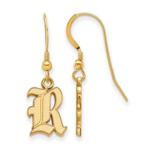 Authentic Gold Plated 925 Silver LogoArt Rice Letter R Small Dangle Wire Earrings