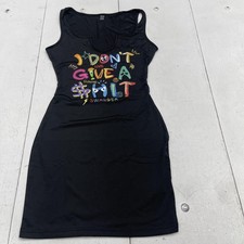 SheIn Dress Womens S Black Scoop Neck Graphic Tank Bodycon Short Casual Party