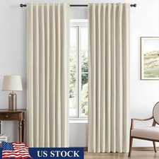 Blackout Curtains Light Blocking Faux Linen Insulated Noise Reducing 2 Panels US