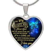 To My Wife Necklace Heart Pendant Wife Gifts From Husband Anniversary Birthday