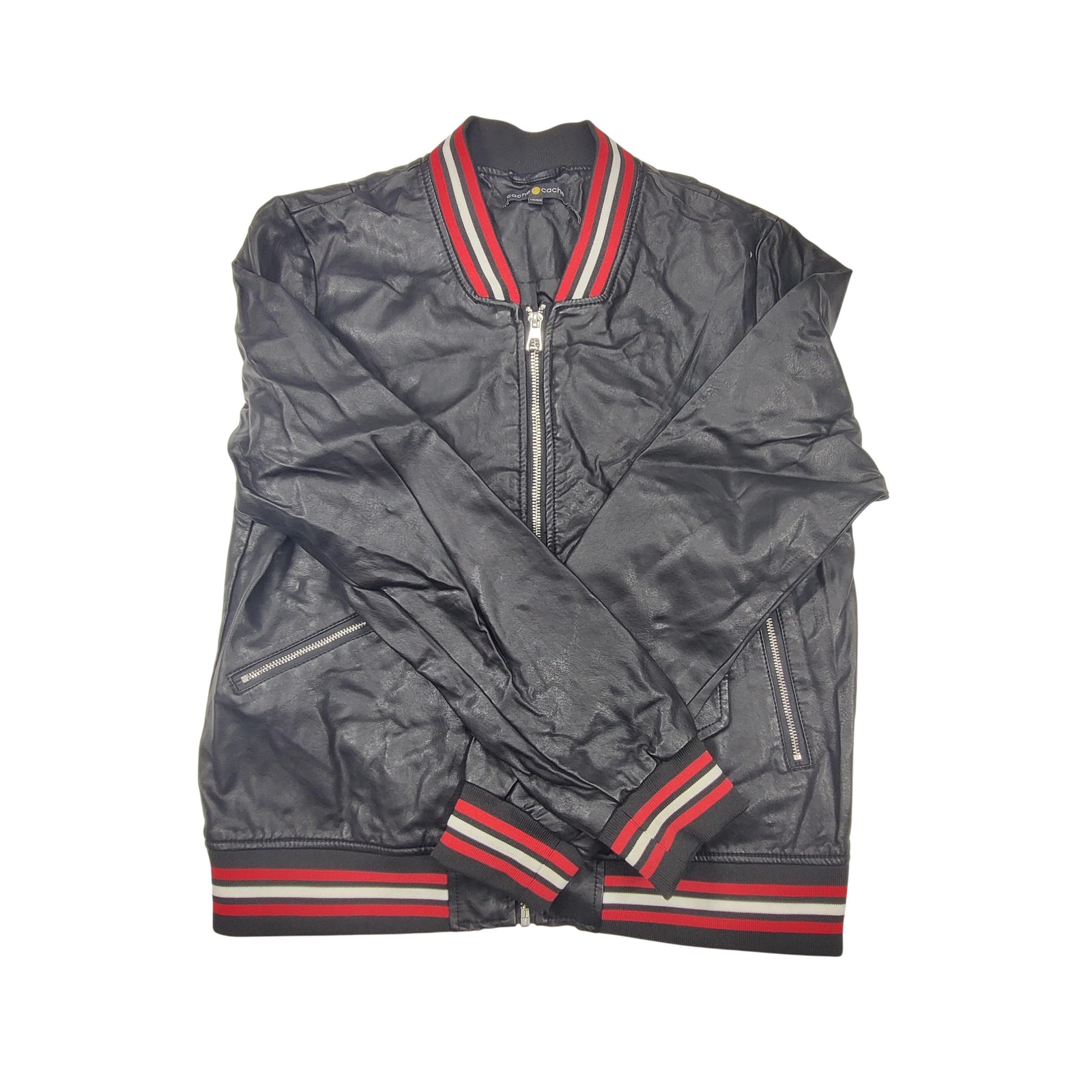 Cache Cache Bomber Jacket Womens Medium Black Fau… - image 1