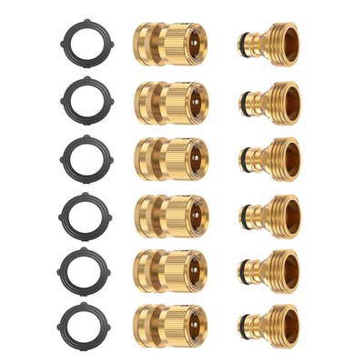 BoArt Garden Hose Quick Connector Set, Solid Brass 3/4 Inch Water Fitings Thr...