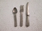 Vintage Barbie #1034 Hostess Set ~ Metal Flatware Set (Fork Spoon Knife) VHTF