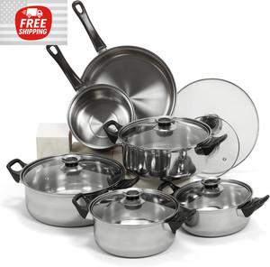 12-Piece Ensemble d'articles de cuisine en acier inoxydable - Durable & Argent élégant