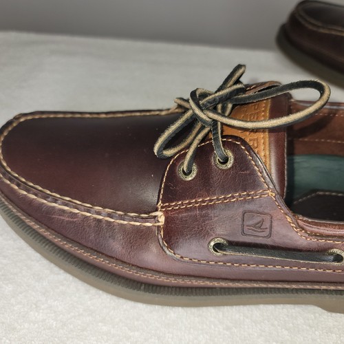 Sperry Mako 2 Eye Canoe Moc Boat Shoes Genuine Brown Leather Men's Size 11.5 M - Picture 12 of 22