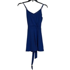 Express Royal Blue Faux Wrap V Neck Spaghetti Strap Mini Dress Size 2