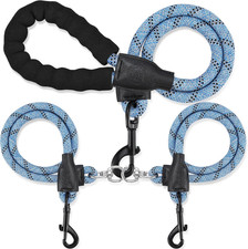 Double Dog Leash for Two Dogs - Detachable 360  Swivel, No Tangle Leash with Ref