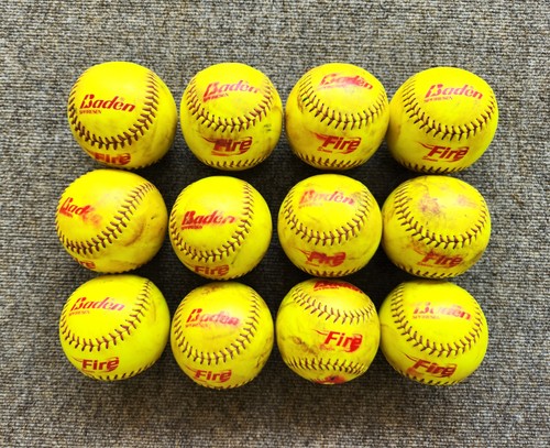 Baden Fire Senior Slowpitch 12" Softballs, SPFIRESEN-01, Box of 12 (Used)