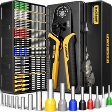 Ferrule Crimping Tool Kit, Ratchet Pliers for 24-10 AWG with 16 Types Insulate..