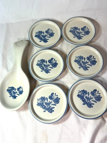 6 PFALTZGRAFF YORKTOWNE COASTERS & SPOON REST  -FREE SHIP