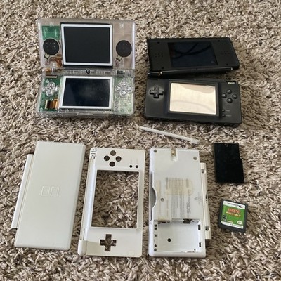 FOR PARTS OR REPAIR DS Lite Lot With Game And Shell BLACK CLEAR NARUTO