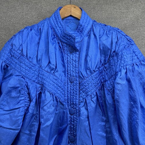 Vintage 80s 90s Jacket Women's Medium Royal Blue Nylon Bomber Style Abraxas - Picture 4 of 9