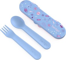 Kids Utensil Set - Reble Plastic Fork, Spoon  Stora Case -
