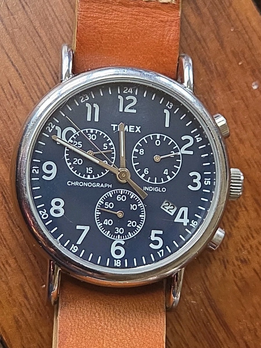 Timex Weekender Chronograph Watch Mens 40mm Blue INDIGLO TW2R63200