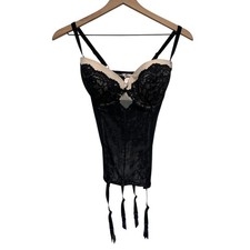 Victoria's Secret Bustier Womens 36D Black Lace Corset Garter Lingerie Top