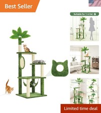 Stylish 61" Indoor Cat Tower with Hammock  Leaf Design - Ideal for All Cats