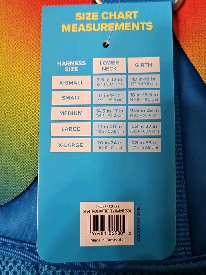 "Arnés de perro mariposa alas arco iris orgullo ERES AMADO disfraz XL 28-33"" circunferencia" Foto 2 de 3