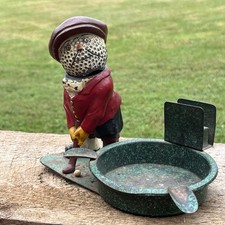 Dunlap Golf Ball Man Character Figure Ashtray Match Holder Cigar Bar Pub Club