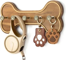 Dog Leash Hooks For Wall - Dog Organizer & Dog Bone Key Hooks